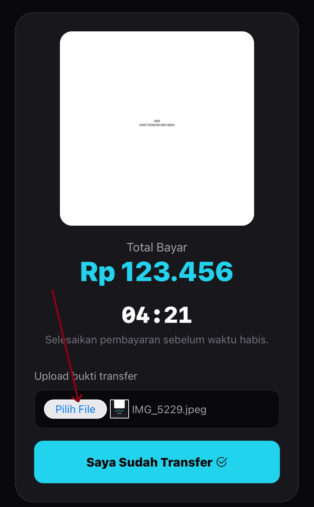 Langkah 5 - Upload Bukti Transfer