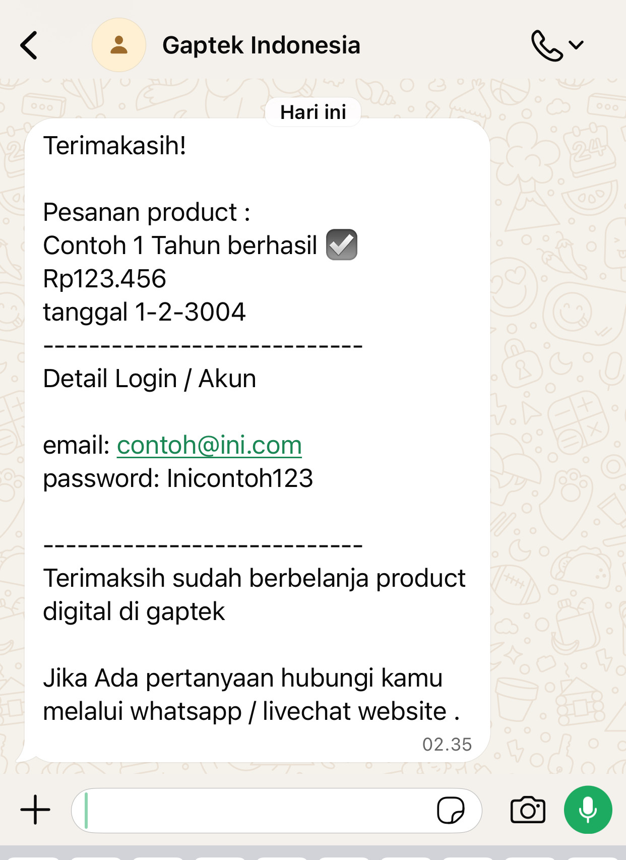 Langkah 7 - Check Whatsapp atau Email